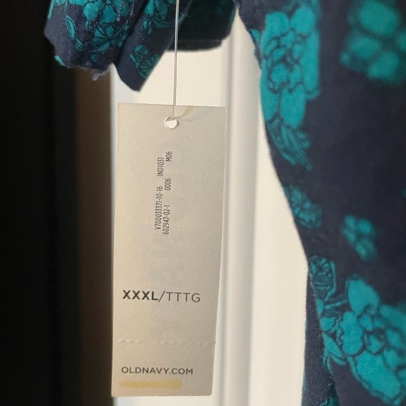 Old Navy Men’s XXXL Hawaiian Shirt NWT Navy Teal Short Sleeve Soft Wash Buttons - Picture 5 of 6